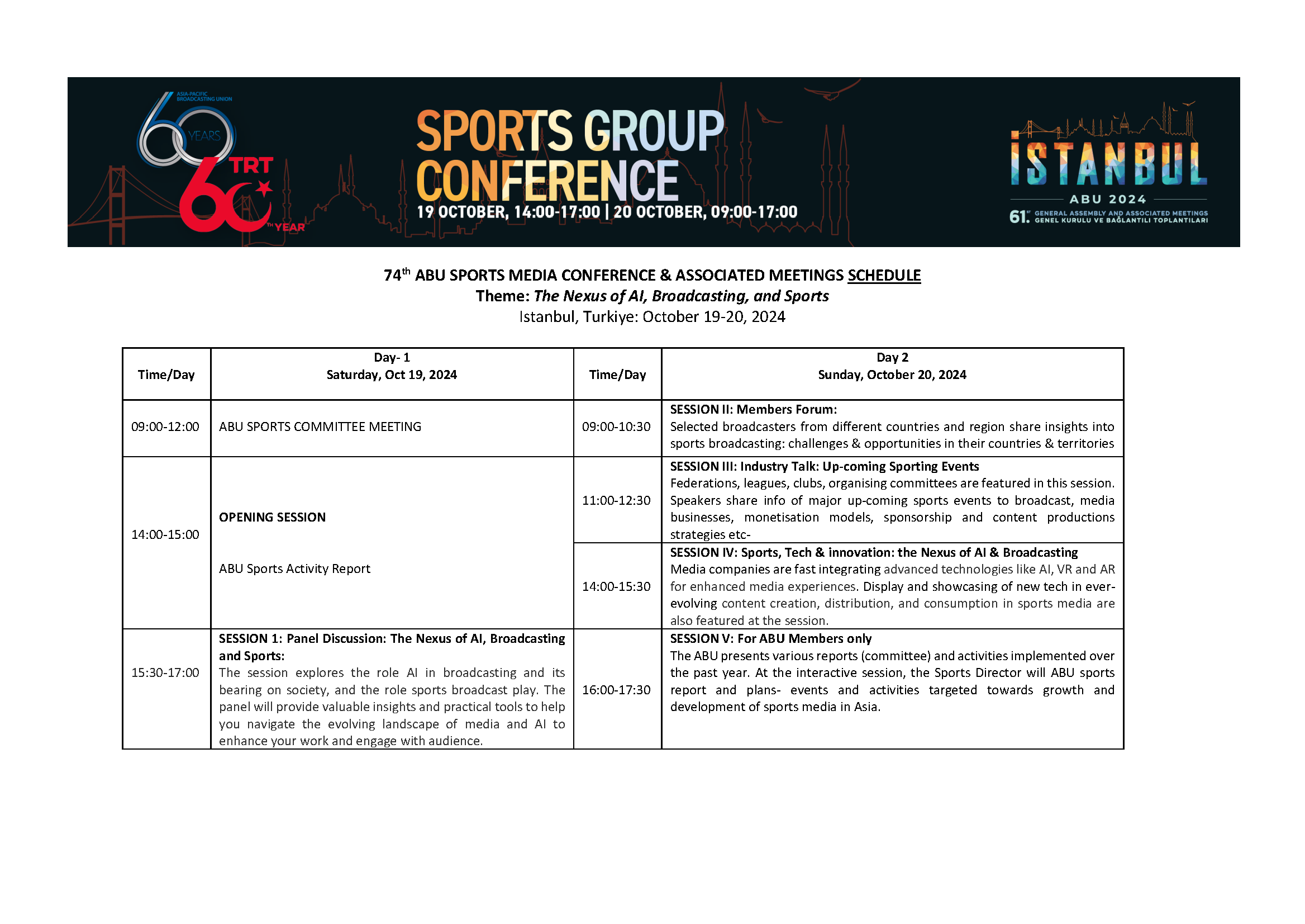 74th Sports Group Conference, Istanbul